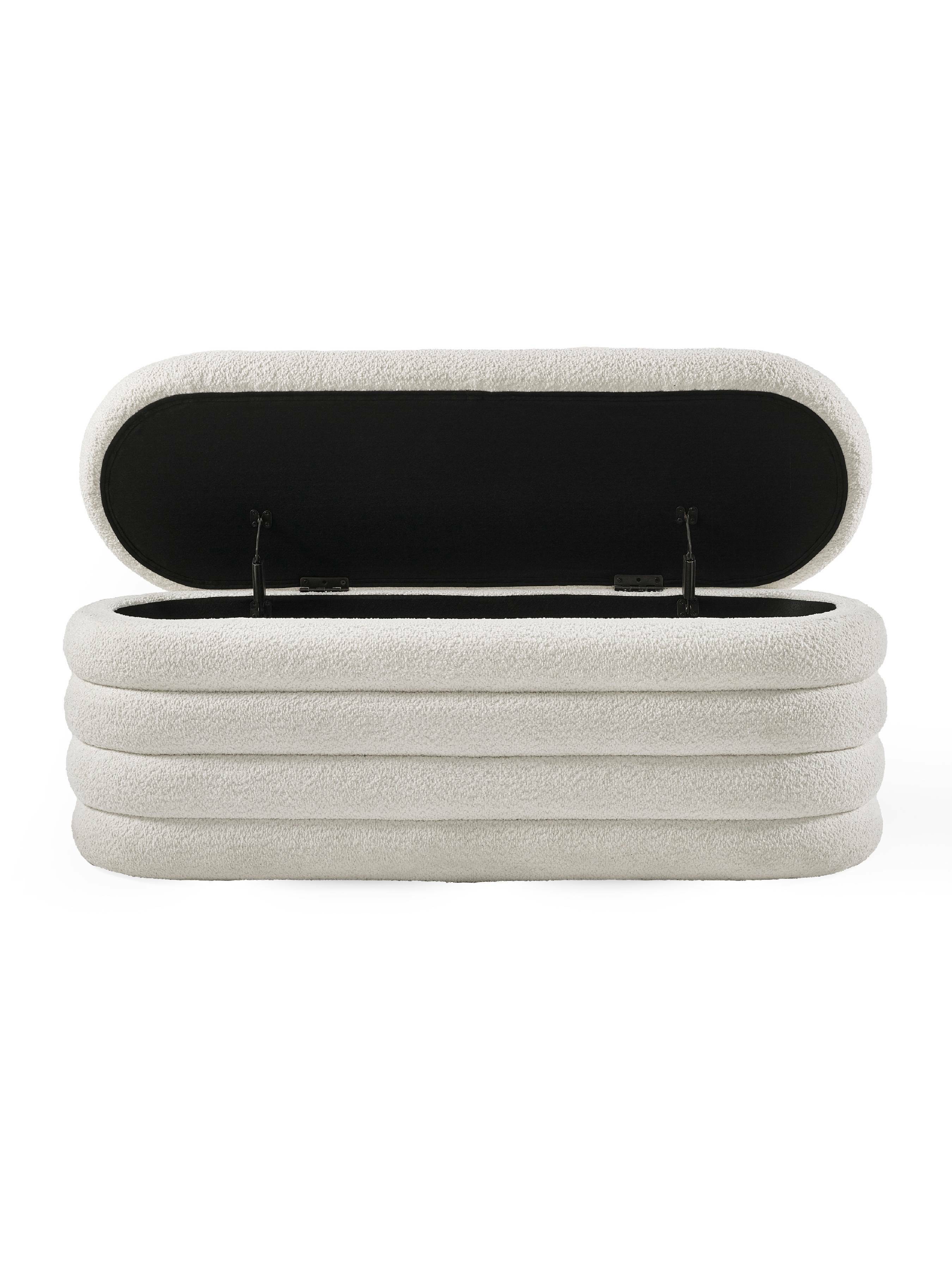 Alana Ivory Boucle Ottoman Storage Bench